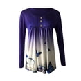 thumbnail image 4 of Blusa de manga larga con botones y cuello redondo para mujer Pompotops gfhjh1818, 4 of 5