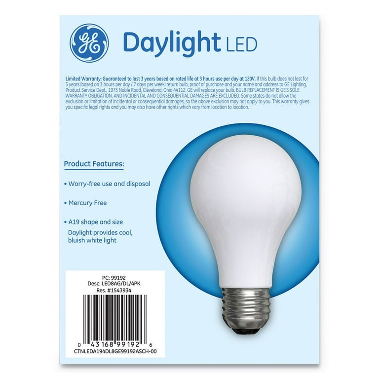 Classic LED Non-Dim A19 Light Bulb, 8 W, Daylight, 4/Pack Classic LED Non-Dim A19 Light Bulb, 8 W, Daylight, 4/Pack