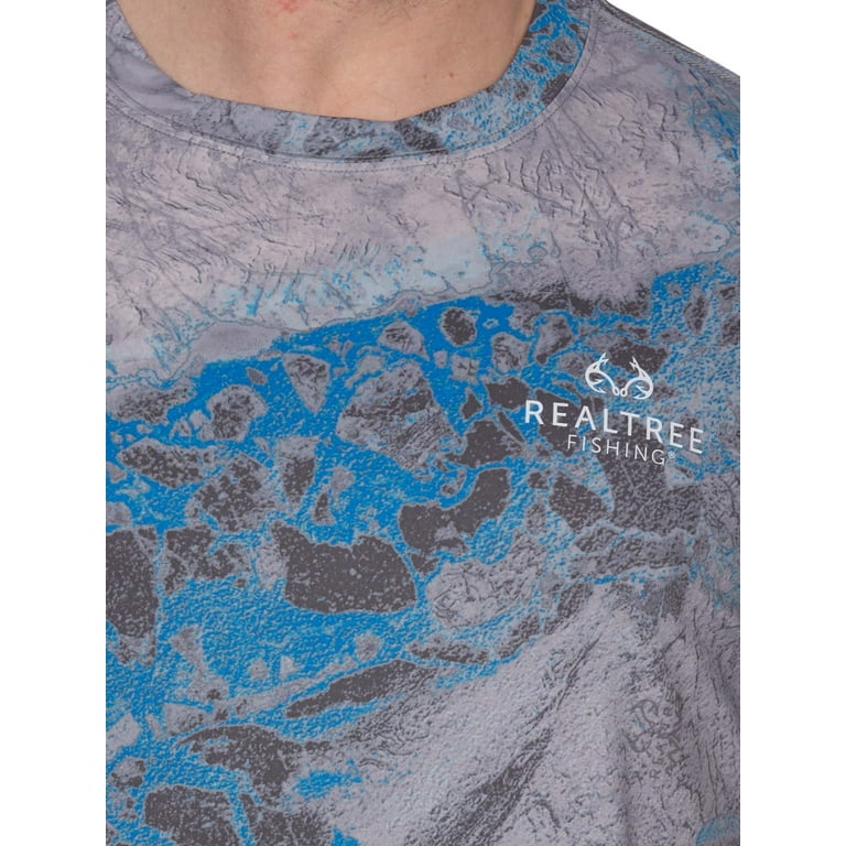 Realtree Men's Plymouth Fishing Short Sleeve Performance Shirt, Size: XL, Blue