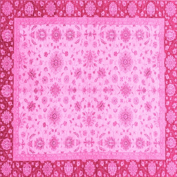 Ahgly Company Indoor Square Abstract Pink Modern Area Rugs, 5' Square