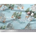 thumbnail image 3 of Pomme Vert Poly Georgette Tissu Animaux & Pin Imprimé Tissu 1 Yard 42 Pouces de Large, 3 of 5