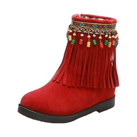 

Boots for Women Clearance Deals! Verugu Western Cowboy Chunky Heel Ankle Booties Ankle Boots for Women Large Size Boots Women Autumn Low Heeled Shoes Boots Retro Tassel Short Boots Red 42