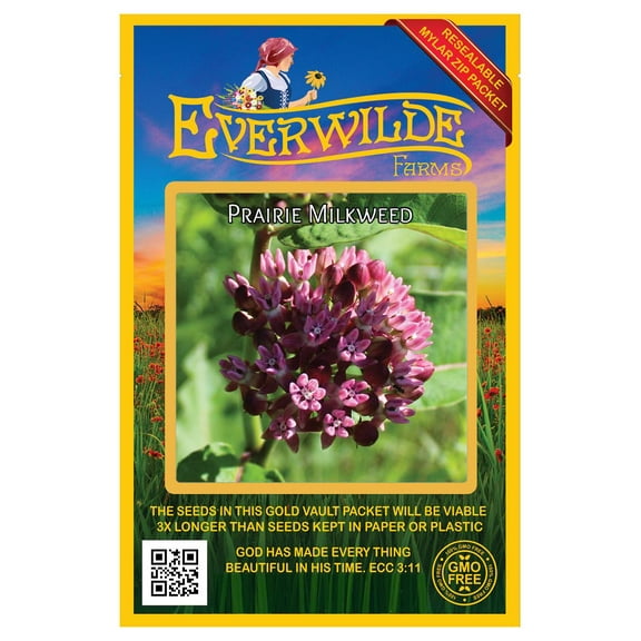 Everwilde Farms 40 Prairie Milkweed Flower Seeds, Native Wildflower, Attracts Butterflies
