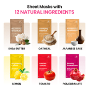 Glam Up Premium Facial Sheet Mask Combo Pack, 12 Count