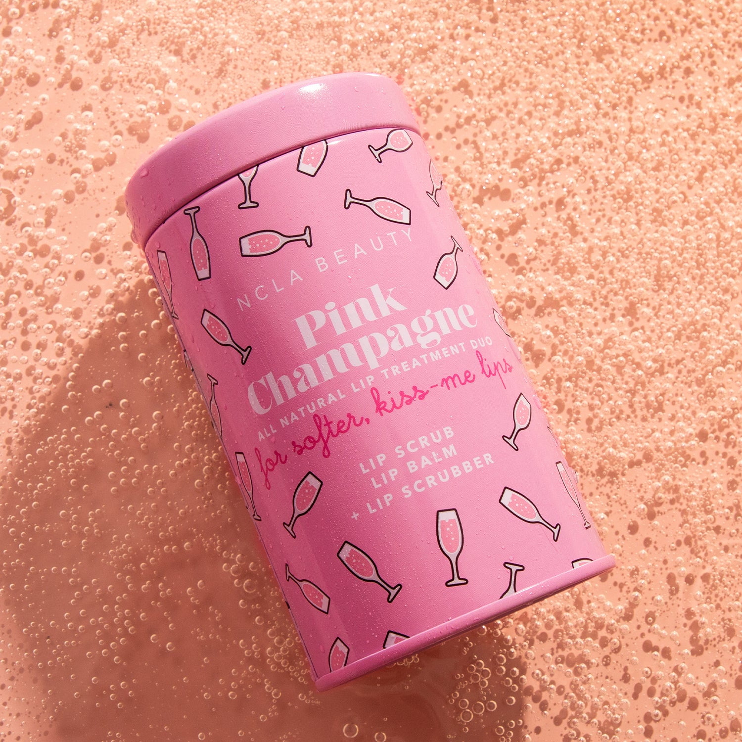 NCLA Beauty Pink Champagne Lip Care Set + Lip Scrubber