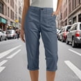 thumbnail image 2 of CAIXIA Capri Cargo Pants for Women High Waisted Pull On Elastic Waist Stretch Twill Fold Hem Capris Pants with Pockets, 2 of 8
