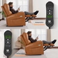 thumbnail image 3 of MCombo Large Lay Flat Dual Motor Power Recliner Chair, Infinite Position Sleep Recliner for Living Room, Faux Leather, Saddle Brown, 3 of 9