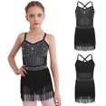 thumbnail image 2 of iiniim Girls Sparkly Rhinestone Tassel Dress Latin Jazz Ballroom Salsa Dance Leotard Fringe Skirted Black 10, 2 of 7
