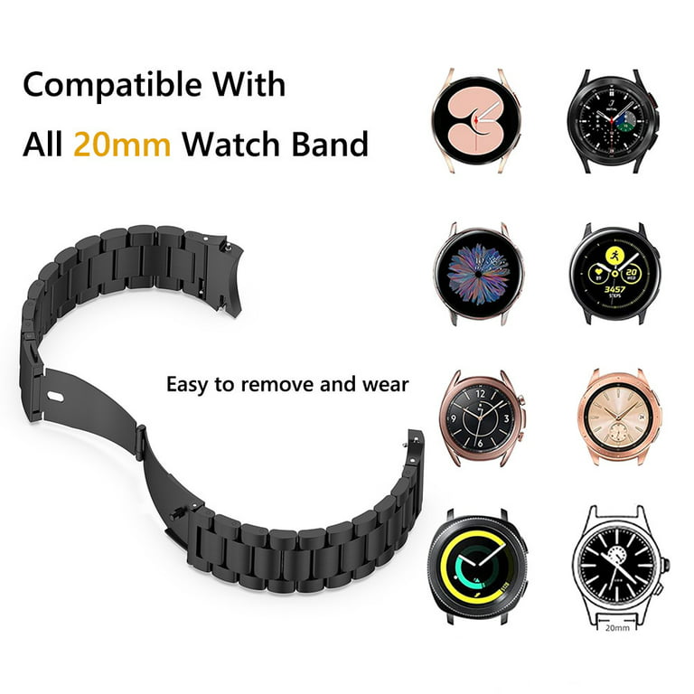  SPGUARD Galaxy Watch 5 Band Pro 45mm/44/40 & Watch 4 Classic  42mm/46mm 20mm Metal Bands Compatible with Samsung Galaxy Watch5/4 for Men  Women Steel Bands Strap(Silver) : Cell Phones & Accessories