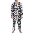 thumbnail image 3 of Balery Daisy Floral Pijama para Hombre de Dos Piezas con Manga Larga, Conjunto de Dormir y Descanso Suave con Bolsillos-Medium, 3 of 7