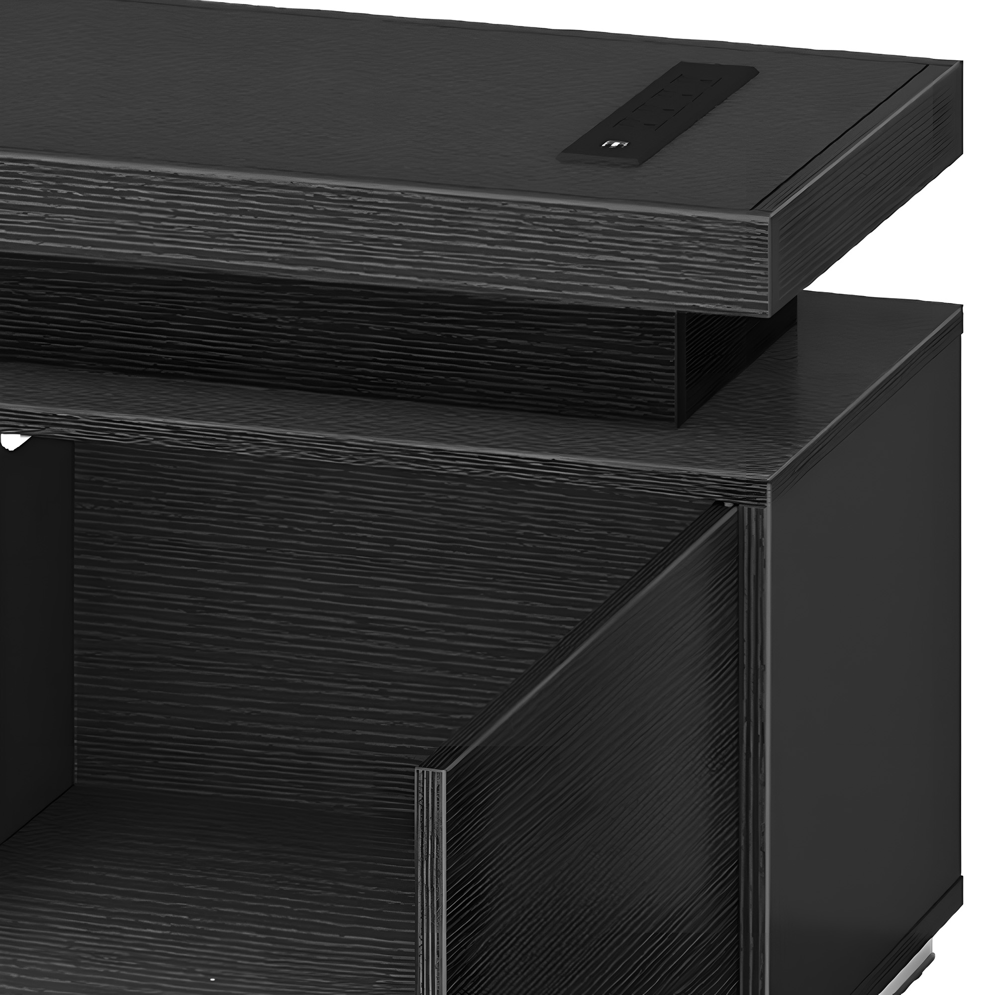 Uforic TV Stand for 65 inch TV with LED Light, Modern Entertainment Center TV Console Media Cabinet, Black