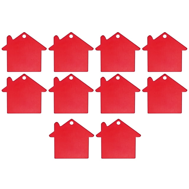 Unique Bargains House Shape Blank Tags Metal Stamping Tag Blank Dog ID Tags, Red Engraving Tags, 10 Pack