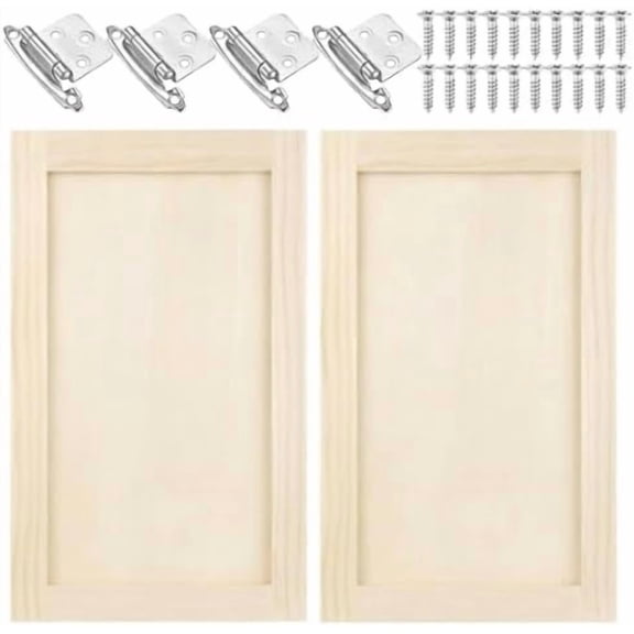 2 Pcs 12" W x 24" H Unfinished Kitchen Cabinet Doors with Hinges, Shaker Style Cabinet Door Front Replacement for Kitchen, Bathroom, Vanity, Closet$$Tools & Hardware Other