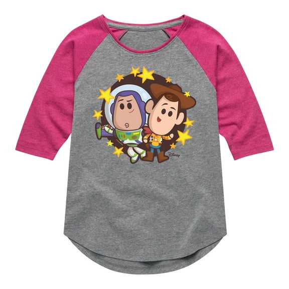 Disney - Buzz And Woody - Toddler & Youth Girls Raglan Graphic T-Shirt
