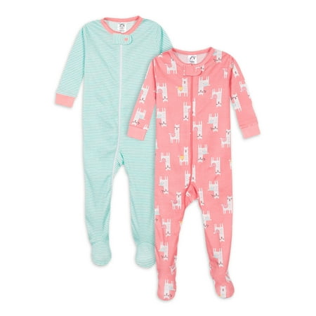 

Gerber Baby & Toddler Girl Snug Fit Footed Cotton Pajamas 2-Pack (0/3 Months - 5T)