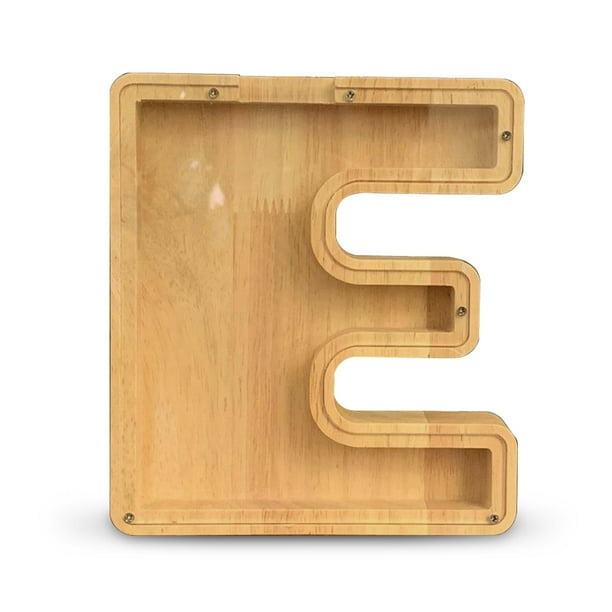 Caja de ahorro de monedas Tarro de madera con forma de alfabeto FleinngHoz JD711620901