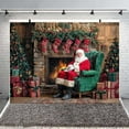 thumbnail image 5 of 7x5ft Christmas Photo Backdrop for Photography - Fireplace Merry Christmas Tree Santa Claus Banner, Xmas Tree Winter Holiday New Year Party Decorations and Supplies for Home, 5 of 5