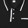 thumbnail image 6 of QUNYINEY Collared Men T Shirts Long Sleeve Black Casual Solid Tops Pullover Drop Shoulder Loose with Pocket Button T-Shirts, 6 of 9