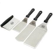 Griller's Choice  Stainless Steel Metal Spatula Set  Flat Metal Spatula, Griddle Scrapper, Hamburger Pancake Turner. Great Flat Top Grill Accessories & Outdoor Griddle.