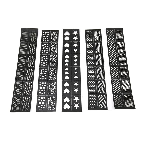 Nail Art Stencils Plates, Nail Art Stamping Plates Different Patterns Easy Remove Safe Paper 5 Sheets for Nail Salon