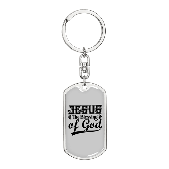 Jesus The Blessing Stainless Steel or 18k Gold Premium Swivel Dog Tag Keychain