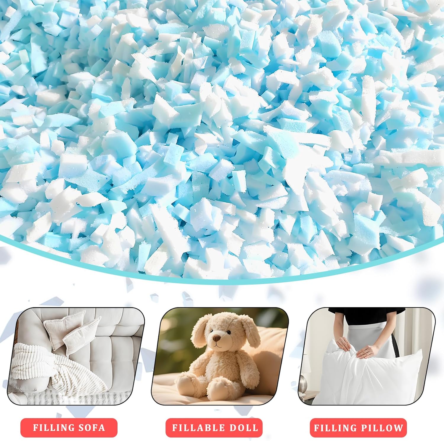 Bean Bag Filler Refill - 1LB Premium Yellow Shredded Memory Foam Stuffing | Compatible with Bean Bag Chairs | Soft, Supportive & Odor-Free Filling for Dolls, Pet Beds and Pillows (Yellow)