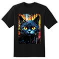 thumbnail image 2 of Plus Size Shirt for Women Black Tops for Women Short Sleeves Shirt for Women Oil Painting-Cat T Shirt Crewneck Shirt for Women XL, 2 of 5