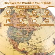 Patiojoy Antique Globe Dia 5.5-Inch Mini Rotating World Globe w/ Wooden Base
