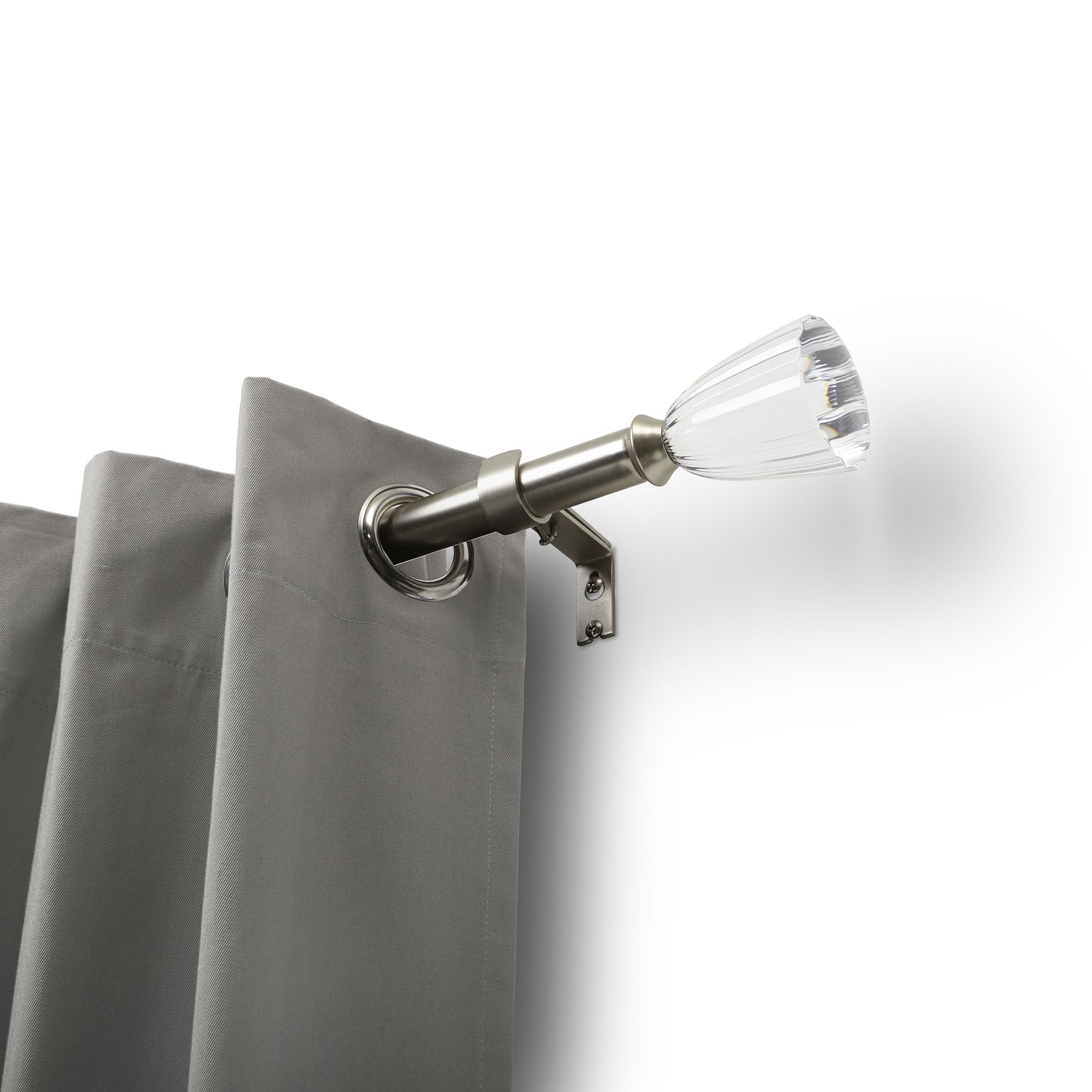 Better Homes & Gardens Clear Fluted 1" Single Curtain Rod, 42"-120",  Nickel