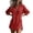 Red, variant on Women Linen Button Down Collared 3/4 Sleeve Solid Casual Boho Vacation Beach Loose Oversized Shirt Blouse, Army Green M