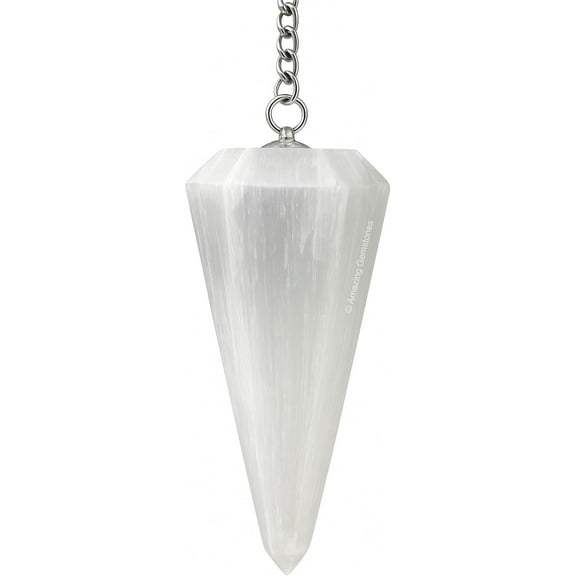 Selenite Crystal Pendulum Dowsing Reiki Hexagonal Points