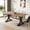 Light Brown, variant on Fnova 63" Modern Dining Table, Rectangular White Faux Marble Top Kitchen Table, Stylish Metal Trestle Legs, Seats 4 to 6 for Dining Room & Kitchen, Living Room