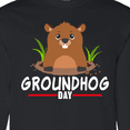 thumbnail image 4 of Inktastic Groundhog Day with Cute Groundhog Illustration Long Sleeve T-Shirt, 4 of 5