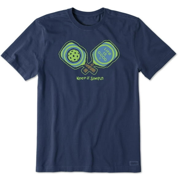 Life is Good Men's Keep It Simple Pickleball Short Sleeve Crusher Tee (XX-Large, Darkest Blue)