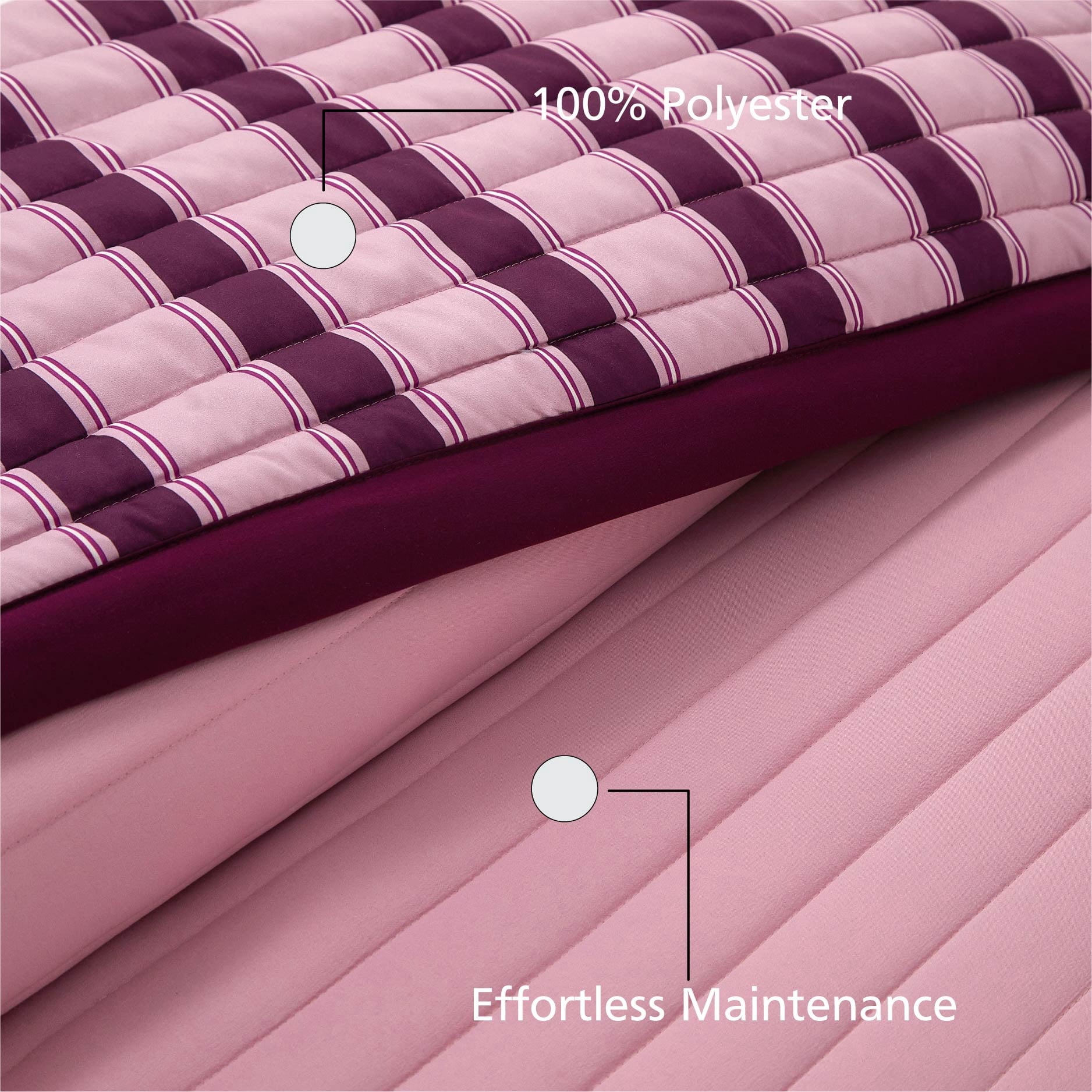 Mainstays Pink Striped Reversible Quilt, Full/Queen, 86" x 90"