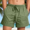 thumbnail image 2 of DDAPJ pyju Linen Shorts for Men Drawstring Elastic Waist Comfy Summer Shorts Lightweight Breathable Beach Lounge Shorts with Pockets Green L, 2 of 8
