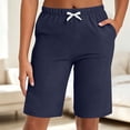 thumbnail image 2 of Byworldtasic Womens Bermuda Shorts Athletic Gym Wide Leg Knee Length Summer Elastic Waisted Pajama Pants with Pocket, 2 of 7
