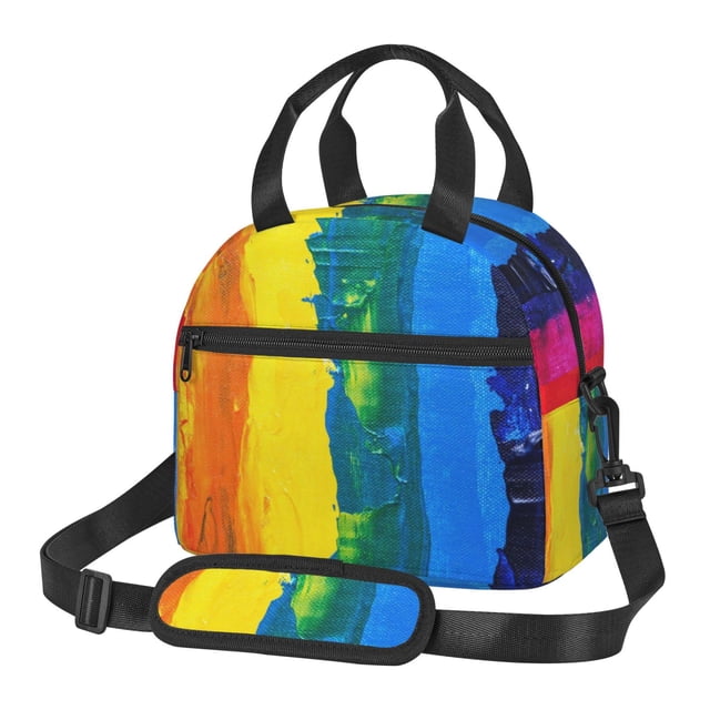 Disketp Rainbow Colored Lonchera Térmica para Mujer y Hombre, Bolsa de Almuerzo Reutilizable e Impermeable para Trabajo, Viajes y Picnic