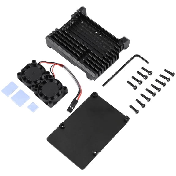 for Aluminum Case with Dual Cooling Fan Metal Shell Black Enclosure Model B