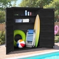 thumbnail image 3 of Sheds & Outdoor Storage, 4.6x3FT Outdoor Storage Shed with Floor, Waterproof Patio Plastic Shed Sloped Roof, Lockable Garden Bike Tool Shed Two Door Design, Wood Gray, 3 of 9