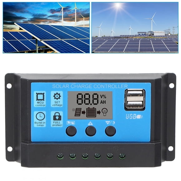 Controlador de Carga Solar, Regulador de Panel Celular USB PWM N9 Mini GSM LCD Dual Con Identificación Automática de Carga 12V 24V60A