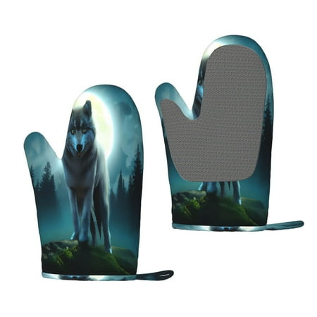 

Lukts Wolf for Silicone Anti-Scalding Gloves Kitchen Lanyard Gloves for Grilling Baking Cooking