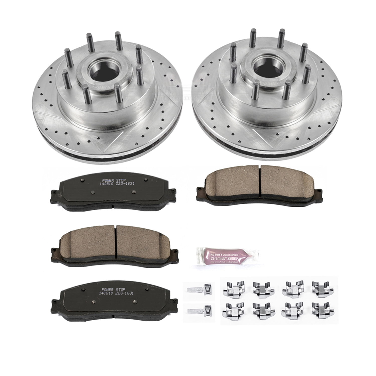 PowerStop Front Z23 Evolution Sport Carbon-Fiber Ceramic Brake Pad and Drilled & Slotted Rotor Kit Fits: FORD Select Models K6550