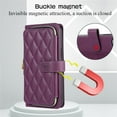 thumbnail image 3 of YEYKX Wallet Case for iPhone 12 Pro Max 6.7inch with Wrist/Shoulder Strap, 9 Card Slots Zipper Purse Luxury Leather Stand Checkered Cell Phone Cover,Deep Purple,For iPhone 12 Pro Max, 3 of 10