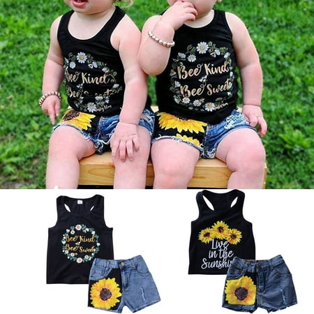 

Baozhu Toddler Baby Girls 2PCS Tank Tops Denim Shorts Summer Outfits Clothes