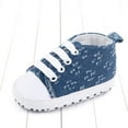 thumbnail image 5 of Baywell Baby Boys Girls High Top Sneaker Soft Anti-Slip Sole Newborn Infant First Walkers Canvas Denim Shoes Sky Blue 01 0-6 Months, 5 of 5