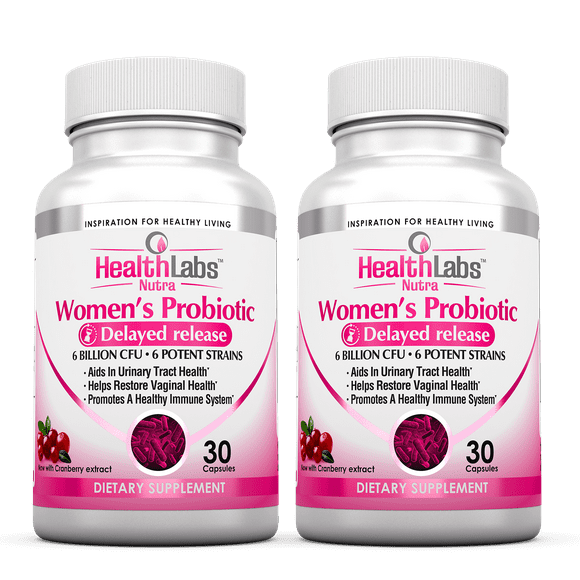 Health Labs Nutra Probiotiques pour les Femmes Atteintes de Canneberge et de D-Mannose – Favorise une Santé Vaginale, Urinaire et Digestive Optimale (30 Gélules) (Pack de 2)
