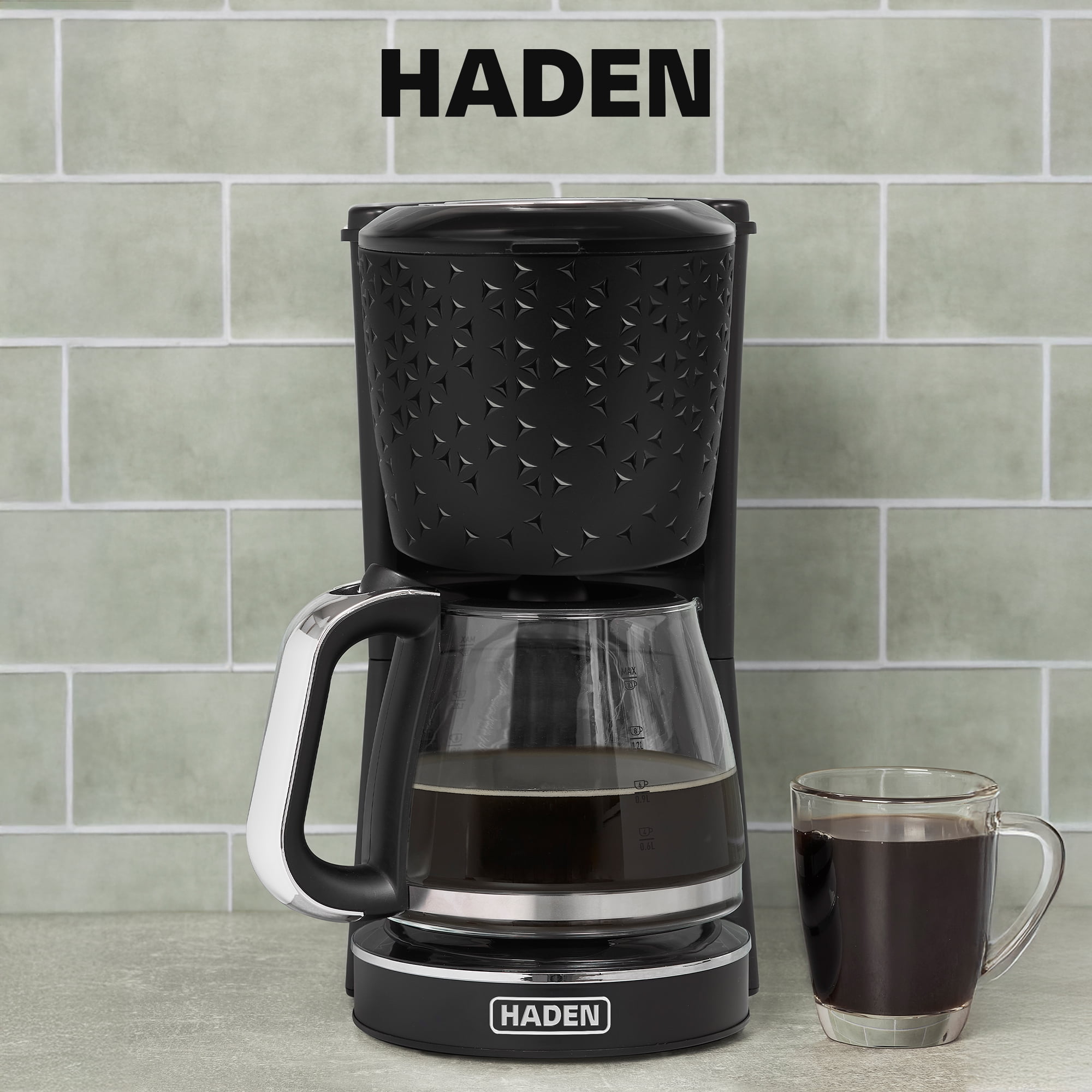 Haden Starbeck Coffee Machine, 10 Cup Auto Coffee Maker, Black & Chrome