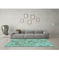 thumbnail image 3 of Ahgly Company Indoor Round Patchwork Light Blue Transitional Area Rugs, 7' Round, 3 of 4