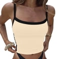 thumbnail image 2 of Chaleco sin espalda ajustado con tirantes en contraste para mujer - Top corto sin mangas con cuello en V sexy, 2 of 6